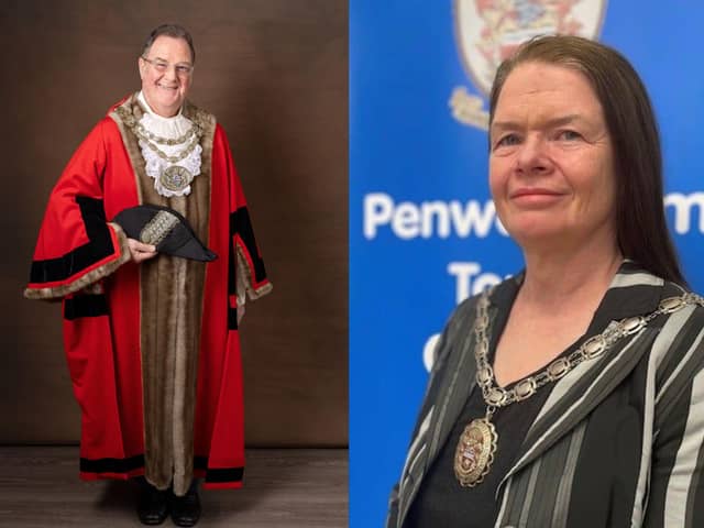 Cllr David Howarth is the new mayor of South Ribble, while his mayoress Angela Turner has recently been installed as the mayor of Penwortham  (images: South Ribble Borough Council and Penwortham Town Council)