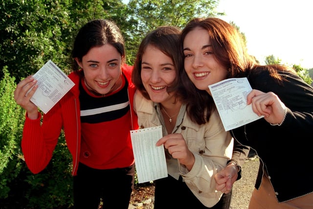 Top of the class... Jordina James, Sarah Trinick and Katie Barnes who between them attained 20A* and 11A GCSEs at Broughton High School, Preston