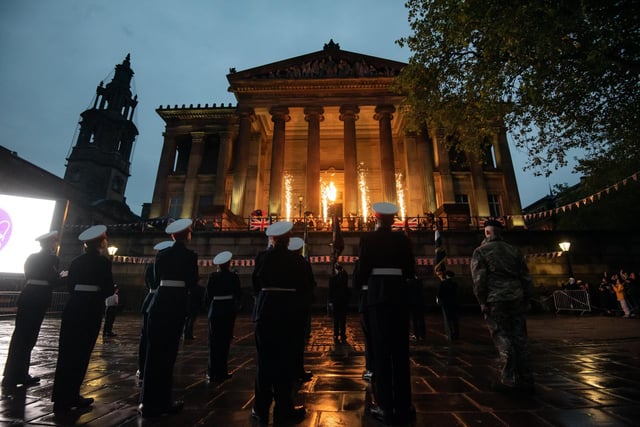 A moment of reflection as the city of Preston joined the rest of the UK, and the Commonwealth, by lighting a beacon at Preston Flag Market to  mark the Queen's Platinum Jubilee.