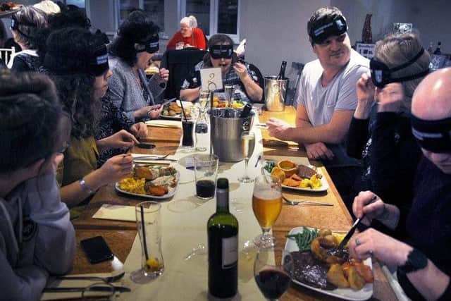 Diners at The Venue in Cleveleys ate their Sunday dinner blindfolded to raise funds for the Guide Dogs charity in 2019.