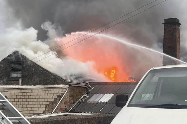 Lancashire Fire and Rescue Service are currently at a large building fire in Withnell Fold