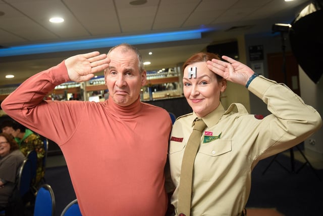Lorraine Lenoir gets a picture with Chris Barrie while dressed as a character from Red Dwarf.