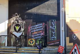 The announcement on the front of the former Glow nightclub. Photo by Joshua Brandwood.