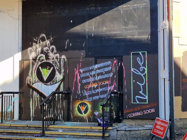 The announcement on the front of the former Glow nightclub. Photo by Joshua Brandwood.
