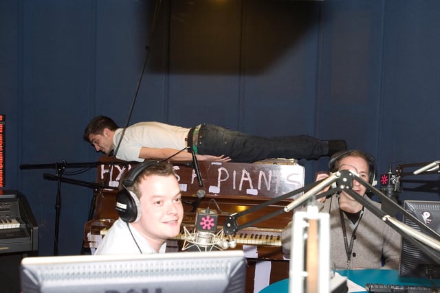 Fun memories -Tom planking on the piano when the band visited Rock FM, 2012