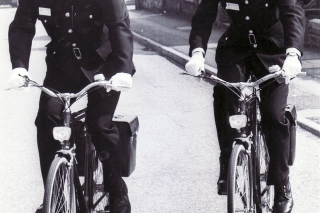 South Yorkshire bobbies on bikes in May 1982
