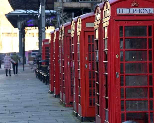 The instantly-recognisable row of red phone boxes on Preston's Market Street