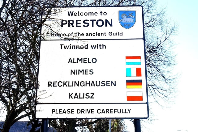 You see one of the 'Welcome to Preston' road signs