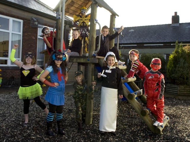 Pupils from Fulwood and Cadley Primary School dressed as heroes as part of the 2009 book week