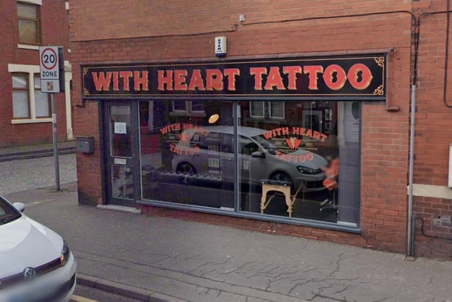 With Heart Tattoo Studio on Plungington Road, Fulwood, has a rating of 4.9 out of 5 from 61 Google reviews