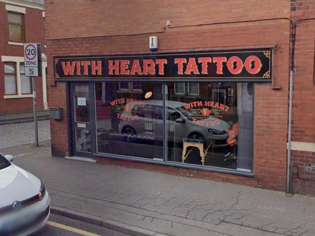 With Heart Tattoo Studio on Plungington Road, Fulwood, has a rating of 4.9 out of 5 from 61 Google reviews