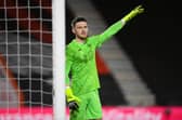 Freddie Woodman in goal for Swansea City in 2021