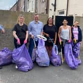Arndale Morecambe Bay’s Management Team have conducted another #LitterHeroes litter pick. Pictured from left: Gareth and Nicole of AM Services, Craig (centre manager) and Fiona of Lambert Smith Hampton, and Ewa of AM Services who was joined by her daughter.