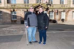 Councillor Daniel Duckwoth with his partner Emma Watkis outside Preston Town Hall are  hosting an event to raise awareness of autism. Photo: Kelvin Stuttard