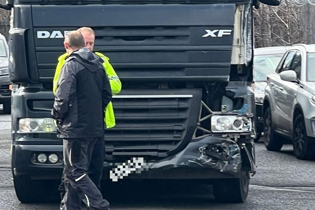 The left-hand side of the HGV was also damaged in the crash