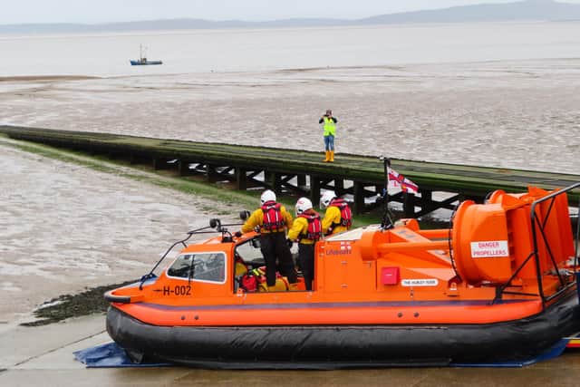Morecambe lifeboat crew on a training exercise in Morecambe Bay. Picture by Linda Harrison.