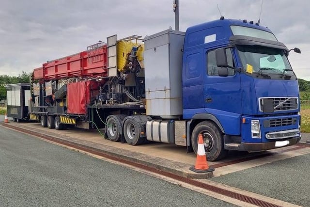 This HGV was stopped on Monday as part of #OpVertebrae. The vehicle was found to be 15 tons overweight and had six defective tyres. 
The driver has been reported for all offences and the vehicle was cabled until a movement order was secured.
