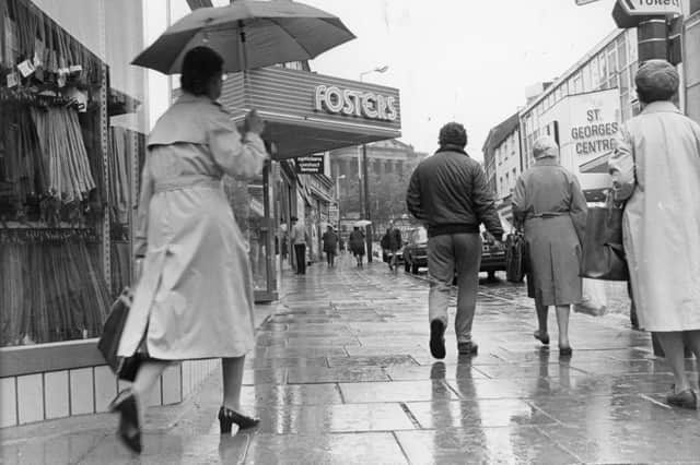 Friargate looks very different here - with cars parked up outside the shops. Fosters clothes shop was found on the corner of Friargate and Orchard Street. One thing that hasn't changed though is the weather!