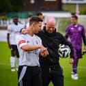 Bamber Bridge boss Jamie Milligan, right, is looking to steer his team away from danger (photo: Ruth Hornby)