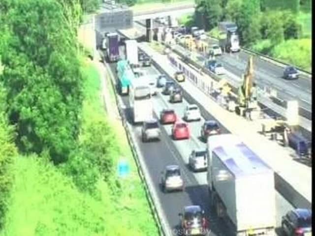 The M56 is closed eastbound, between junction 7 (Altrincham) and junction 6 (Hale), and is expected to stay closed "for some time"