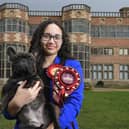 Tamia Cardoza, 12, from Chorley with her French Bull dog Lila who came first in their class at Crufts