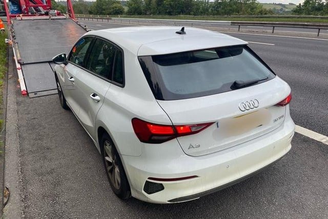 This Audi A3 overtook an unmarked police car on the southbound M61.
The driver was found to have no insurance and had taken the vehicle without the owner's consent. It got worse for the driver as he then failed a drug test for cannabis and was arrested.
