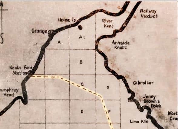 Map showing the oversands route across Morecambe Bay.
