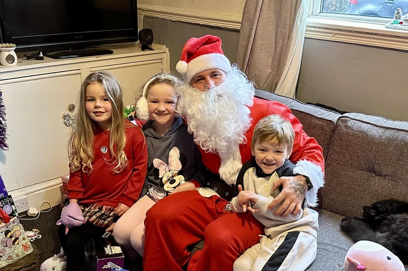 Byron dressed up as Santa on Christmas Day and delivered the gifts to 12 families in need