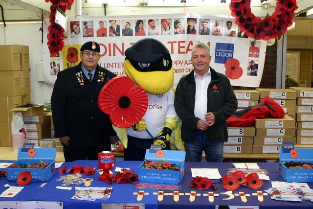 Deepdale Duck helping out on the poppy appeal stall at Preston market