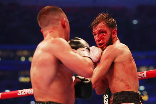 Isaac Lowe battled through a knockdown and bad cut at Wembley Stadium before defeat against Nick Ball