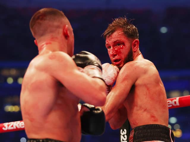 Isaac Lowe battled through a knockdown and bad cut at Wembley Stadium before defeat against Nick Ball