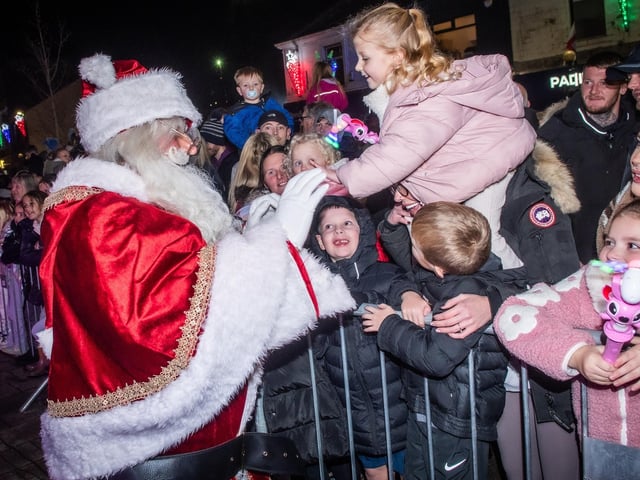 Delight from the children as Father Christmas meets his fans