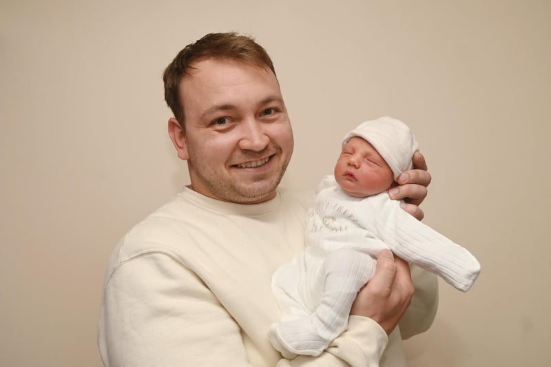 Baby Henley Ernest, born April 13 at 3.55am, weighing 7lb 2oz, to Scarlet Byron and Oscar Galicius from Adlington.