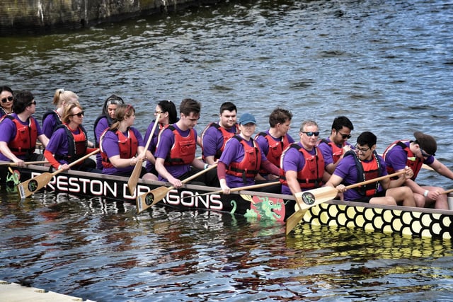 On of the teams taking part in the Dragon Boat racing at Preston Marina