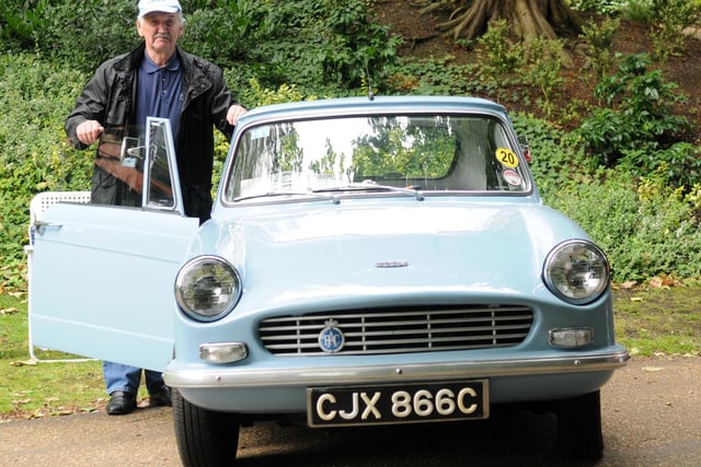 William Pounds from Scarisbrick with his Bond Equipe which was made in Preston at the Classic Car day at Avenham and Miller Park