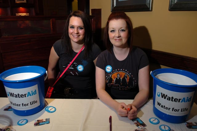 Organisers Laura Gray and Kirsty Cunliffe man the collection buckets at the Water Aid gig