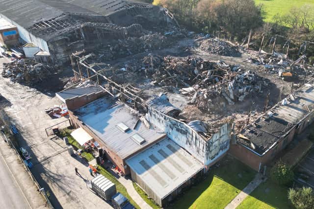 Demolition of Butlers Cheese begins after Longridge industrial estate fire