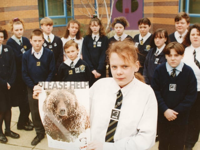 Drama students at a Ribbleton Hall High School have organised a week of activities to help raise money to stamp out animal cruelty in Greece. Faye Webb is pictured centre, with the rest of her fellow fund raisers looking on