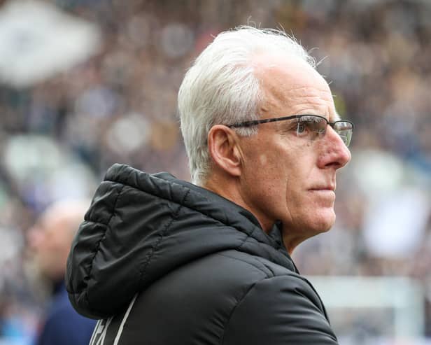 Blackpool manager Mick McCarthy watches on