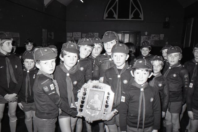Fulwood Methodist Cub Scouts swimming team, winners of the Laura Berry Memorial Trophy, at Preston and District Cubs splash night. Pictured with the trophy are: Glyn Budden, Douglas Johnson, Stephen Bartlett, Paul Bartlett, Matthew Bell, Alex Greenwood and Roger Whittall