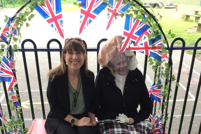 Headteacher Kay Proctor with the royal guest.