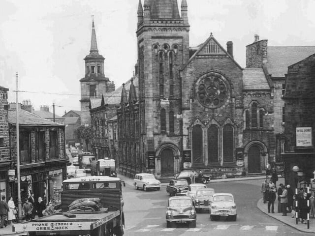 Two-way traffic travels along Great John Street in the Fifties.