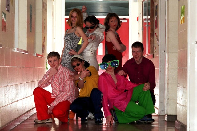 Some of the cast members from the Ashton High School production of Somewhere over the Karaoke, Back (from left): Jenni Blackburn, Anna Martin, and Katie McClelland. Front (from left): Sam Davis, Sarah Goodburn, Marcus Leeming, and Graham Coleman