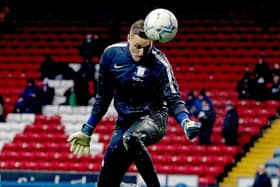 Daniel Iversen in the warm-up ahead of Preston North End's clash with Blackburn Rovers
