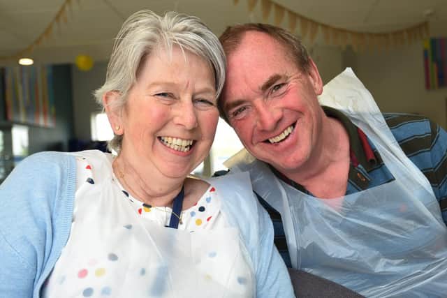 Virginia Lamb, pictured with husband James, celebrating the second birthday of the Sue Ryder Neurological Care Centre at Fulwood