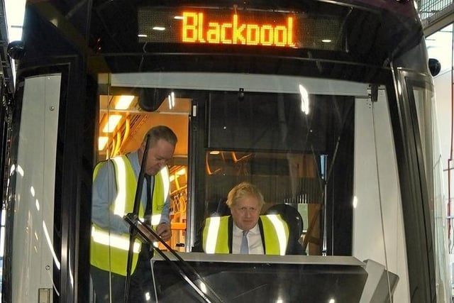 Boris gets to grips with the controls of a Blackpool tram