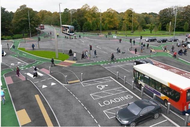 How the new CYCLOPS junction will look (Image: Lancashire County Council).