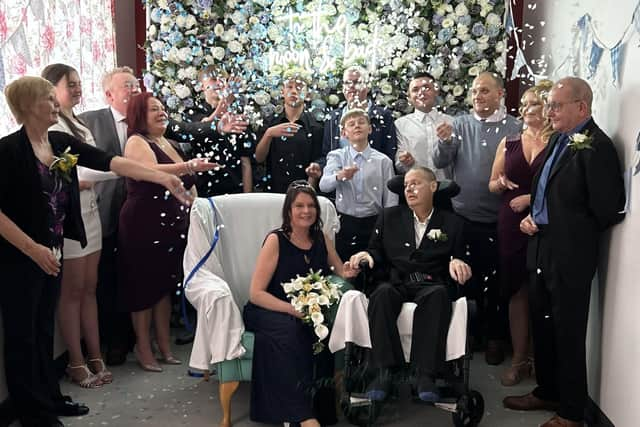 Sarah and Andrew Wilson from Nelson have tied the knot in hospital after Andrew was diagnosed with cancer