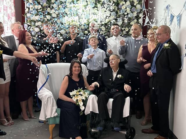 Sarah and Andrew Wilson from Nelson have tied the knot in hospital after Andrew was diagnosed with cancer