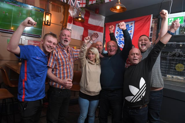 England fans watching the match against Iran at The Friargate Tap Room.